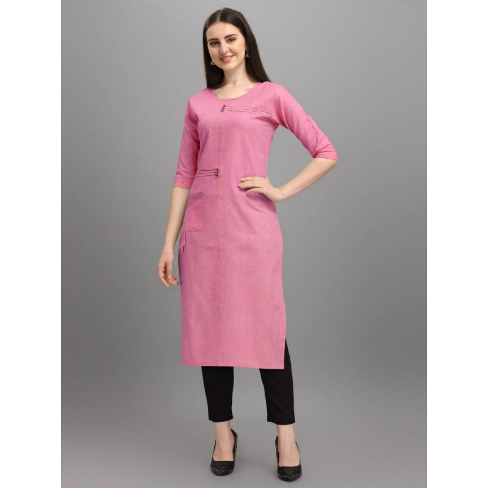 Amfyn Women's Cotton Straight Kurti (Pink)