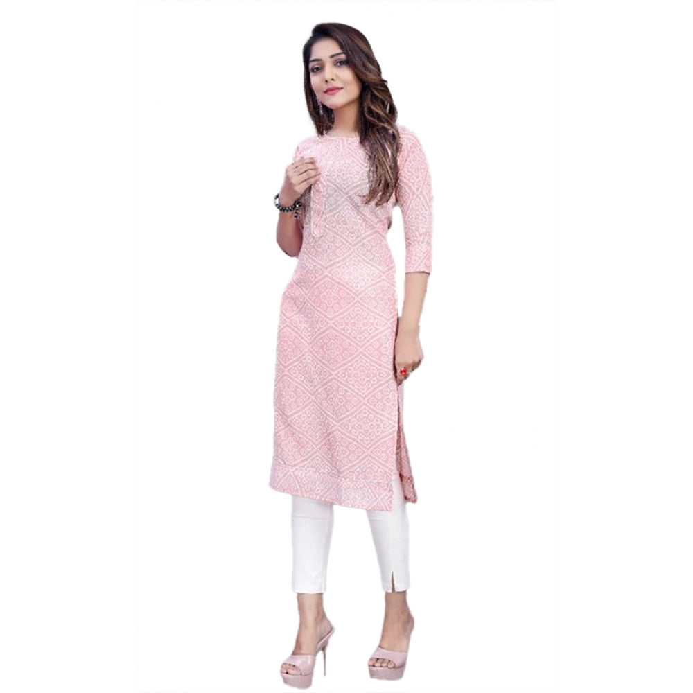 Amfyn Women's Cotton Straight Kurti (Pink)