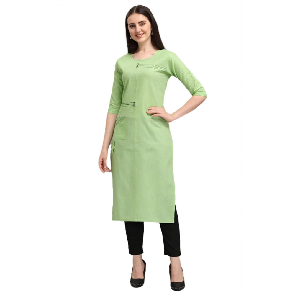 Amfyn Women's Cotton Straight Kurti (Pista)