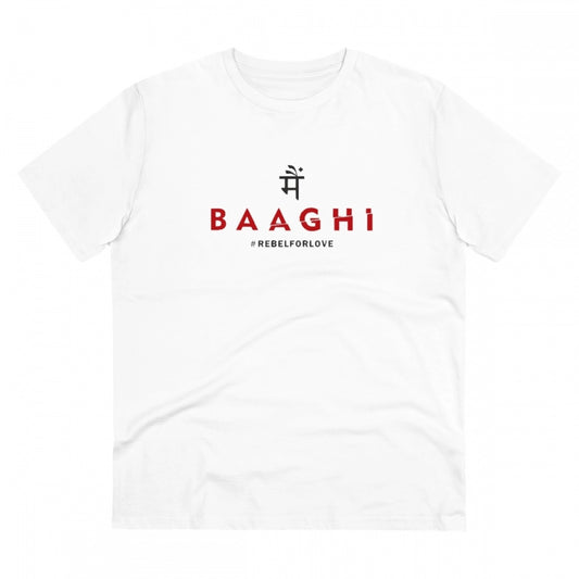 Amfyn Men's PC Cotton Me Bhaghi Printed T Shirt (Color: White, Thread Count: 180GSM)