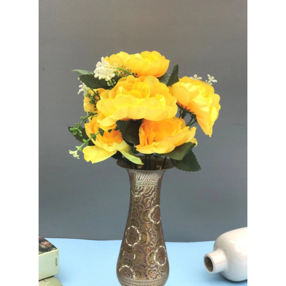 Fashion Artificial Flowers Bunch Bouquet Of 7 Poppy Flowers For Home Decoration (Yellow, Material:Silk, Polyester)