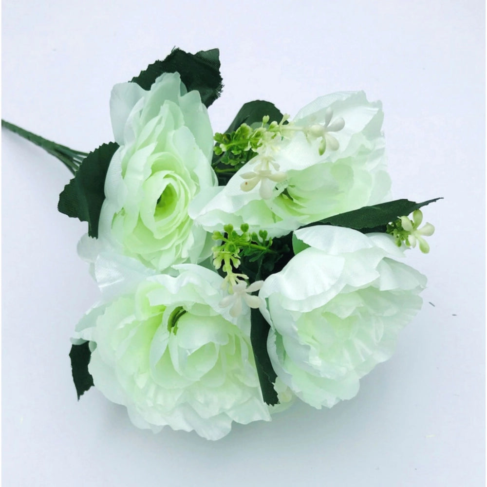 Fashion Artificial Flowers Bunch Bouquet Of 7 Poppy Flowers For Home Decoration (White, Material:Silk, Polyester)