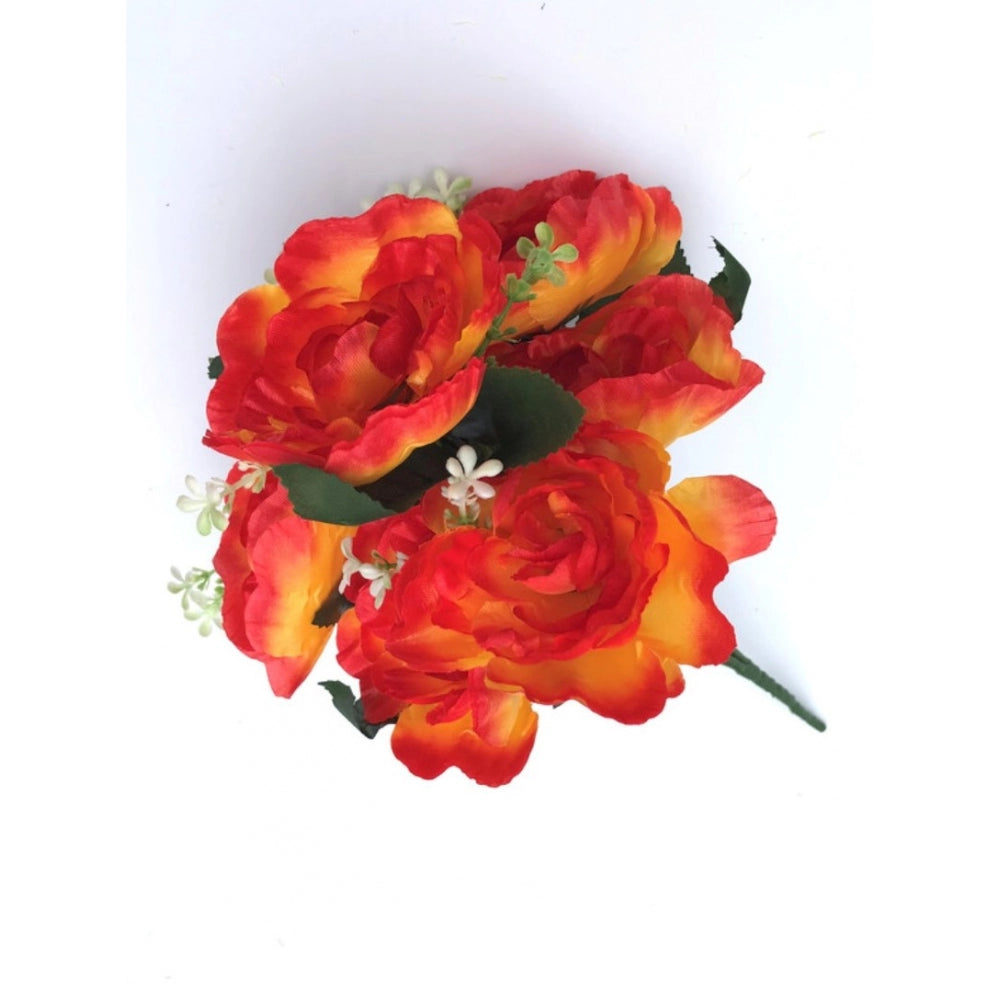 Fashion Artificial Flowers Bunch Bouquet Of 7 Poppy Flowers For Home Decoration (Orange, Material:Silk, Polyester)