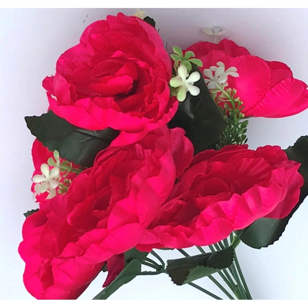 Fashion Artificial Flowers Bunch Bouquet Of 7 Poppy Flowers For Home Decoration (Darkpink, Material:Silk, Polyester)