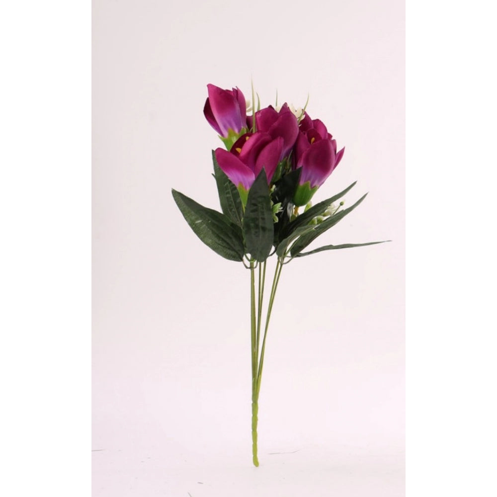 Amfyn Artificial Flowers Bunch Bouquet Of Daffodil Tulip Flowers For Home Decoration (Purple, Material:Silk, Polyester)