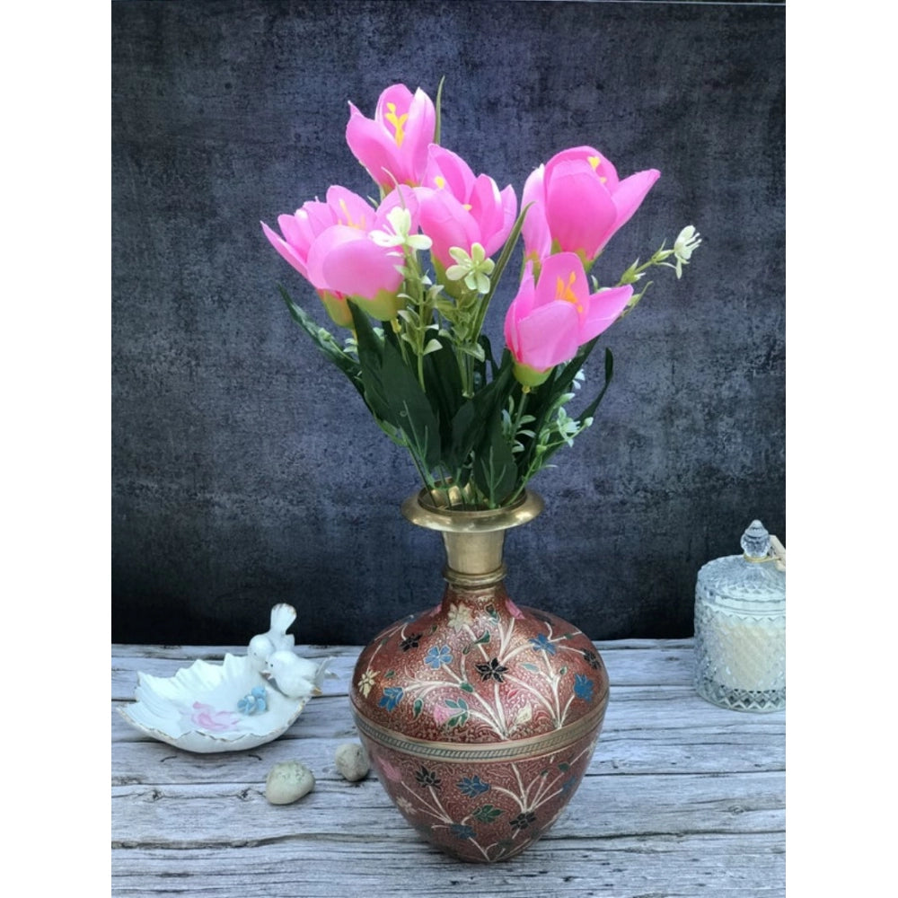 Amfyn Artificial Flowers Bunch Bouquet Of Daffodil Tulip Flowers For Home Decoration (Light Pink, Material:Silk, Polyester)