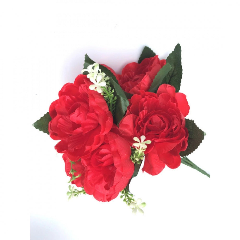 Fashion Artificial Flowers Bunch Bouquet Of 7 Poppy Flowers For Home Decoration (Red, Material:Silk, Polyester)