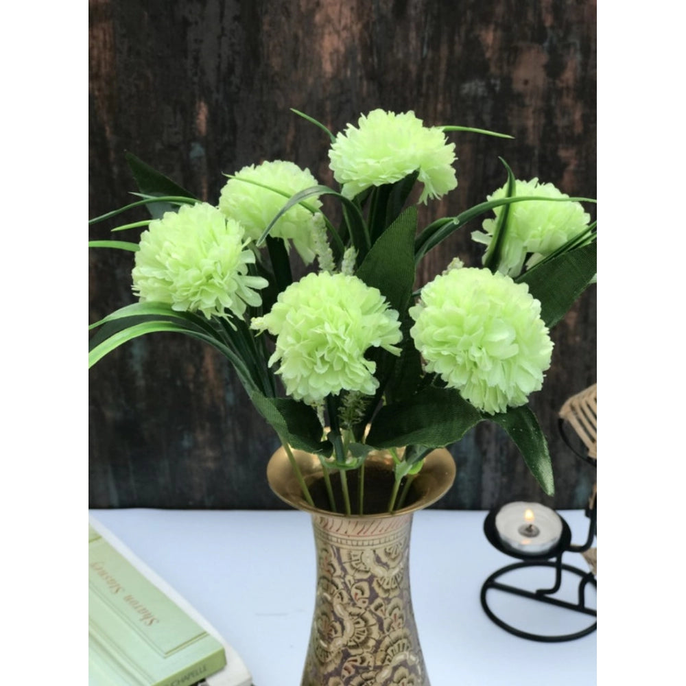 Amfyn Artificial Flowers Bunch Bouquet Of 6 Chrysanthemum Flowers For Home Decoration (Green, Material:Silk, Polyester)