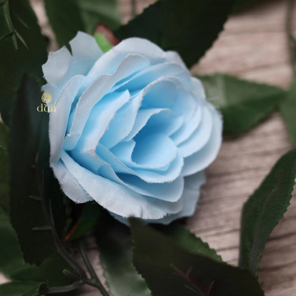 Fashion Artificial Rose Vine Flowers With Green Leaves For Home Party Garden Wall Decoration (Blue, Material:Silk, Polyester)