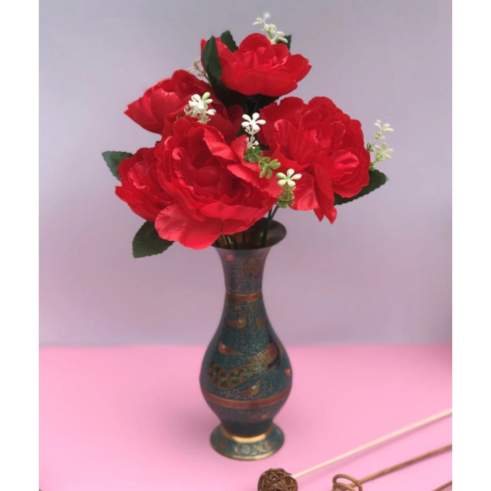 Fashion Artificial Flowers Bunch Bouquet Of 7 Poppy Flowers For Home Decoration (Red, Material:Silk, Polyester)