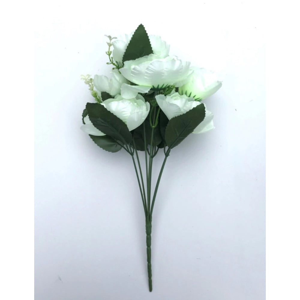 Fashion Artificial Flowers Bunch Bouquet Of 7 Poppy Flowers For Home Decoration (White, Material:Silk, Polyester)