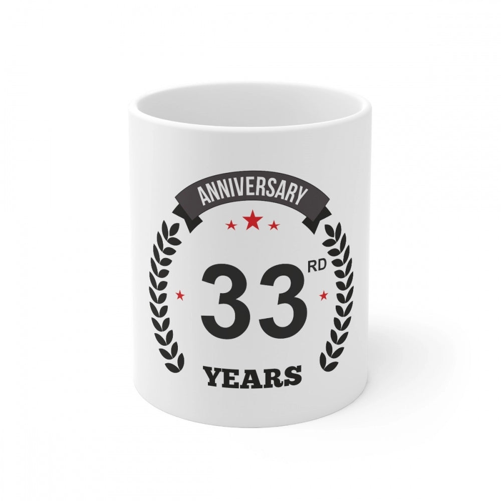 Amfyn Ceramic 33rd Anniversary Printed Coffee Mug (Color: White, Capacity:330ml)