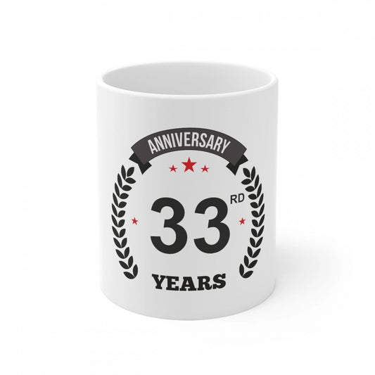 Amfyn Ceramic 33rd Anniversary Printed Coffee Mug (Color: White, Capacity:330ml)