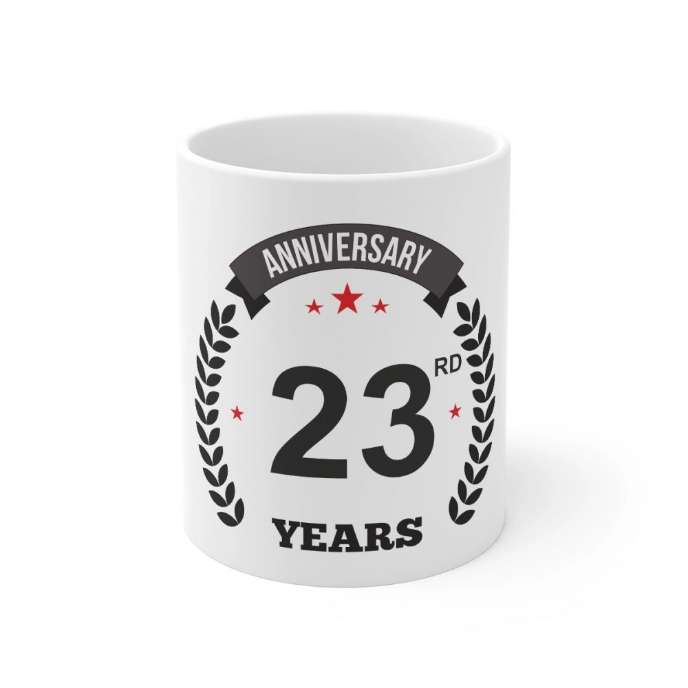 Amfyn Ceramic 23rd Anniversary Printed Coffee Mug (Color: White, Capacity:330ml)