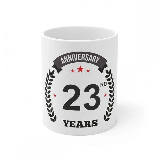 Amfyn Ceramic 23rd Anniversary Printed Coffee Mug (Color: White, Capacity:330ml)