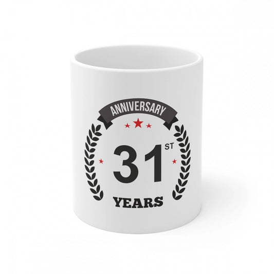 Amfyn Ceramic 31st Anniversary Printed Coffee Mug (Color: White, Capacity:330ml)