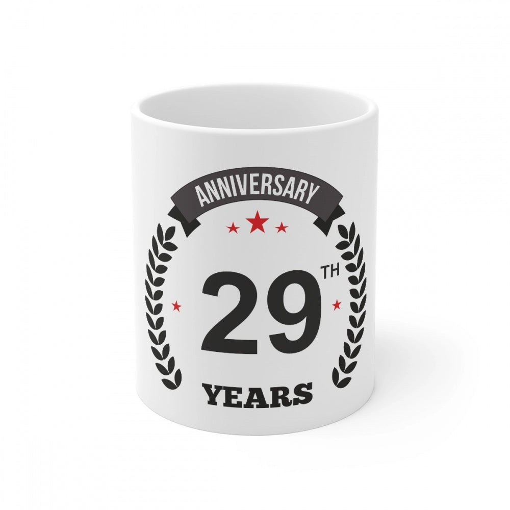 Amfyn Ceramic 29th Anniversary Printed Coffee Mug (Color: White, Capacity:330ml)