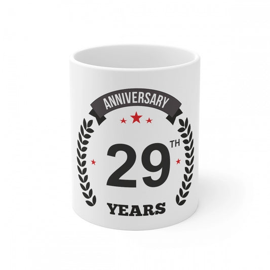 Amfyn Ceramic 29th Anniversary Printed Coffee Mug (Color: White, Capacity:330ml)