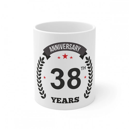 Amfyn Ceramic 38th Anniversary Printed Coffee Mug (Color: White, Capacity:330ml)