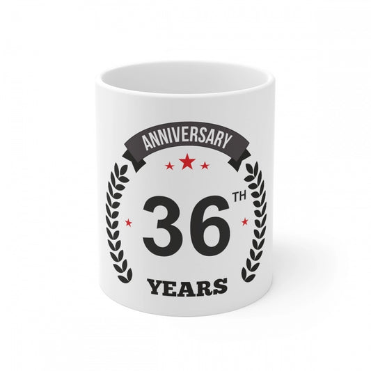 Amfyn Ceramic 36th Anniversary Printed Coffee Mug (Color: White, Capacity:330ml)