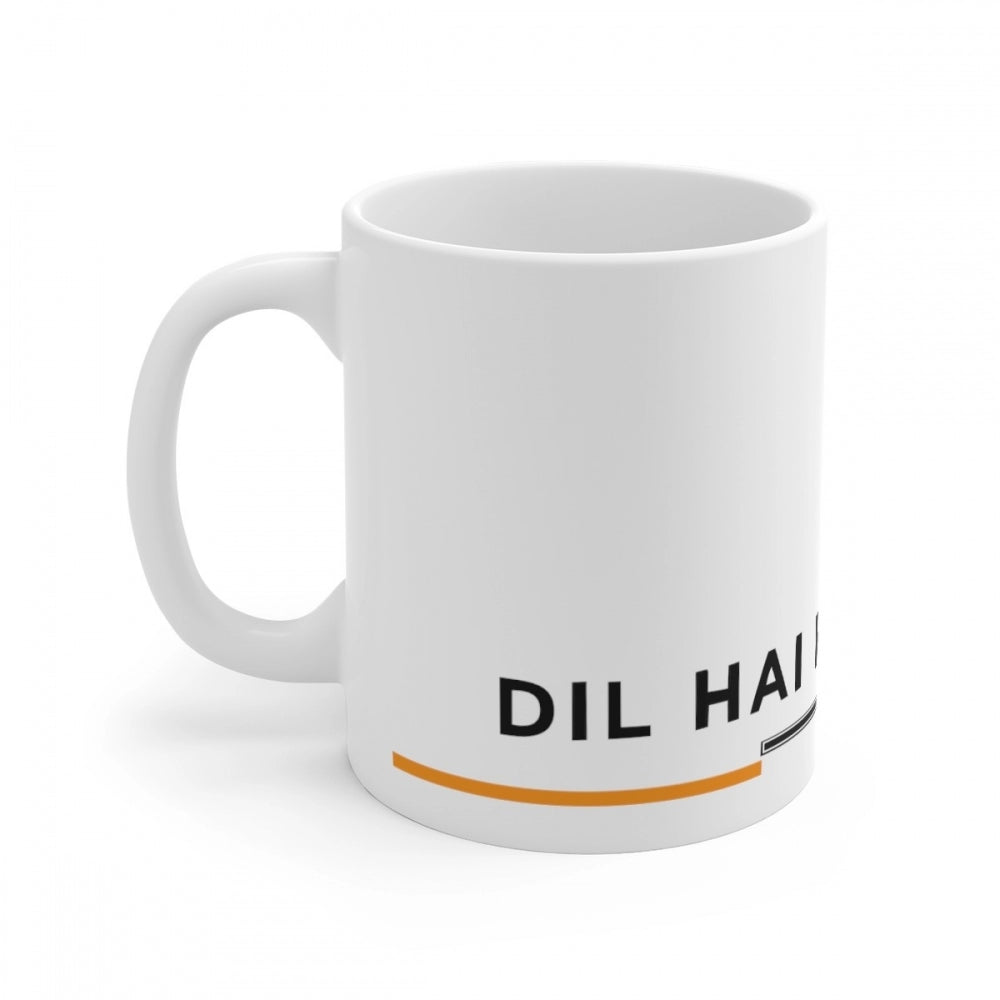 Amfyn Ceramic Dil Se Hindustani Printed Coffee Mug (Color: White, Capacity:330ml)