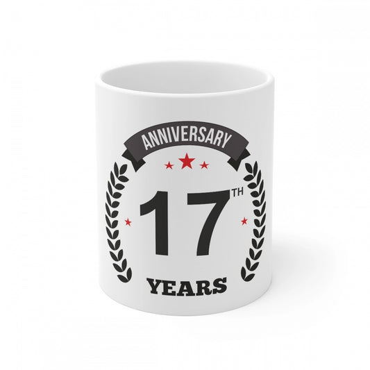 Amfyn Ceramic 17th Anniversary Printed Coffee Mug (Color: White, Capacity:330ml)