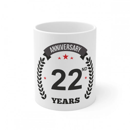 Amfyn Ceramic 22nd Anniversary Printed Coffee Mug (Color: White, Capacity:330ml)