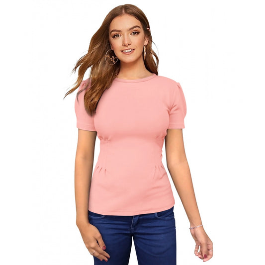 Amfyn Women's Western Wear Hosiery T Shirts (Peach)