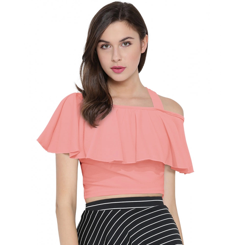 Amfyn Women's Western Wear Hosiery Crop Top (Peach)