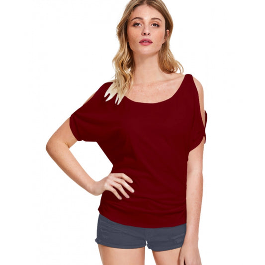 Amfyn Women's Western Wear Hosiery T Shirts (Maroon)