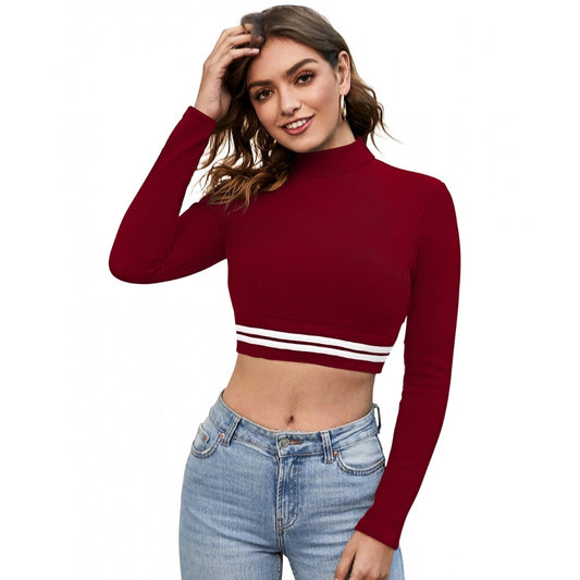 Amfyn Women's Western Wear Hosiery Crop-Top (Maroon)