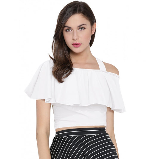 Amfyn Women's Western Wear Hosiery Crop Top (White)