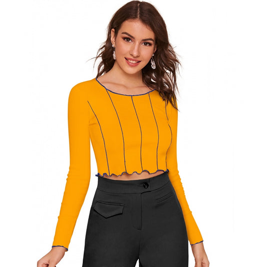 Amfyn Women's Western Wear Hosiery Crop Top (Yellow)