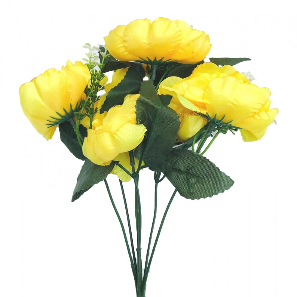 Fashion Artificial Flowers Bunch Bouquet Of 7 Poppy Flowers For Home Decoration (Yellow, Material:Silk, Polyester)