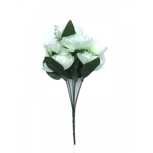 Fashion Artificial Flowers Bunch Bouquet Of 7 Poppy Flowers For Home Decoration (White, Material:Silk, Polyester)