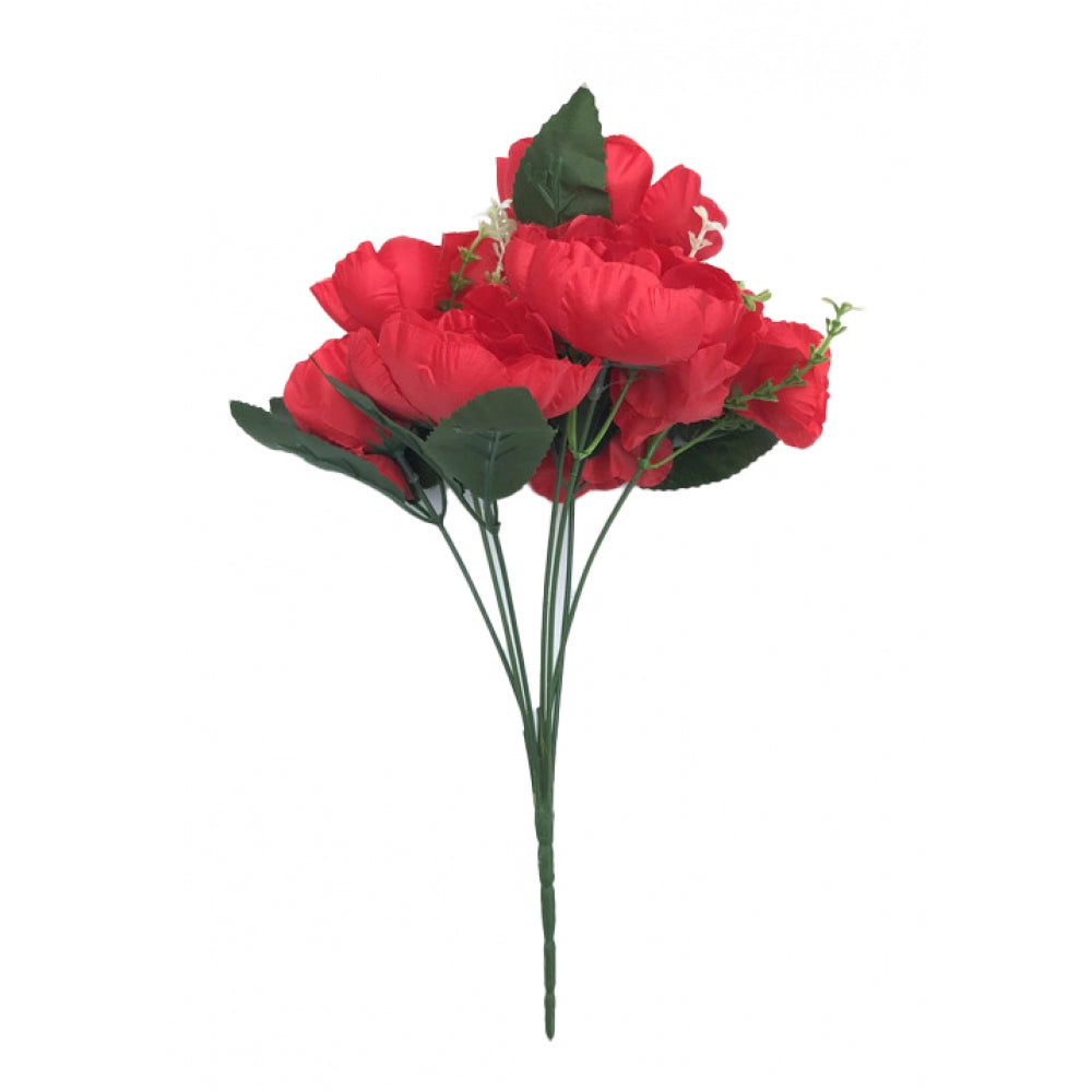 Fashion Artificial Flowers Bunch Bouquet Of 7 Poppy Flowers For Home Decoration (Red, Material:Silk, Polyester)