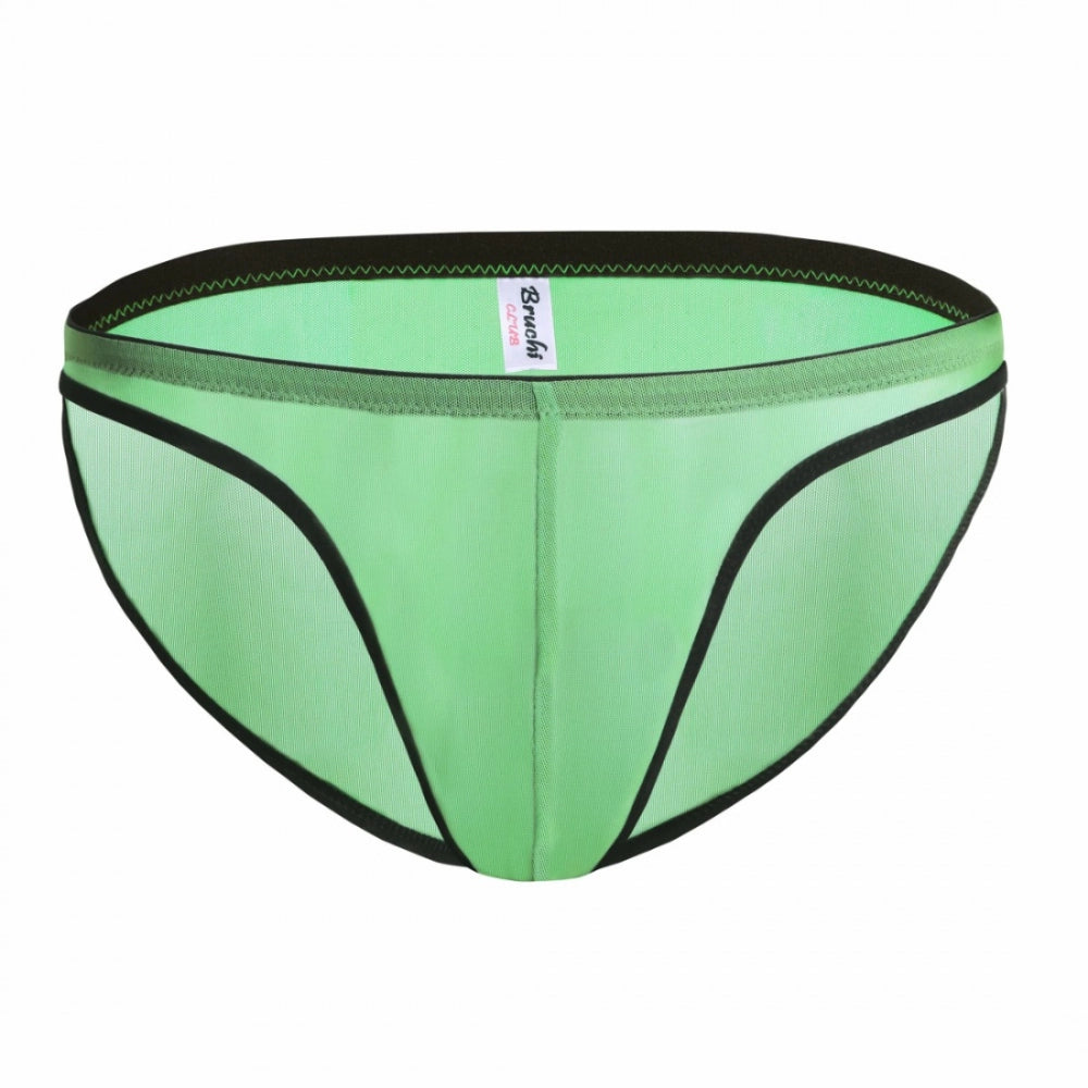 Amfyn Men's Mesh Power Net Transparent Sexy Brief Underwear (Green)