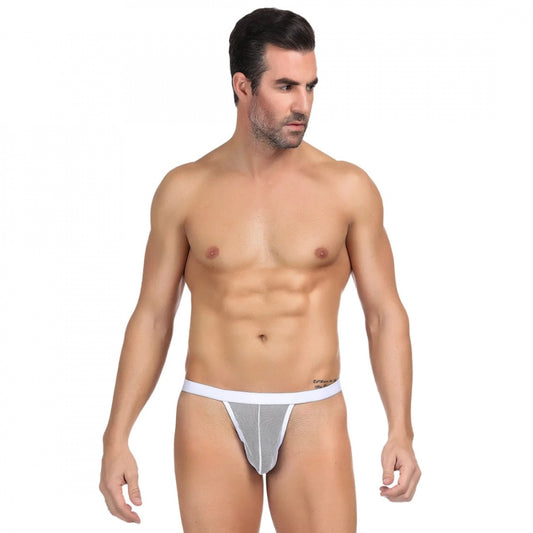 Amfyn Men's Mesh Power Net Transparent Sexy Brief Underwear (White)