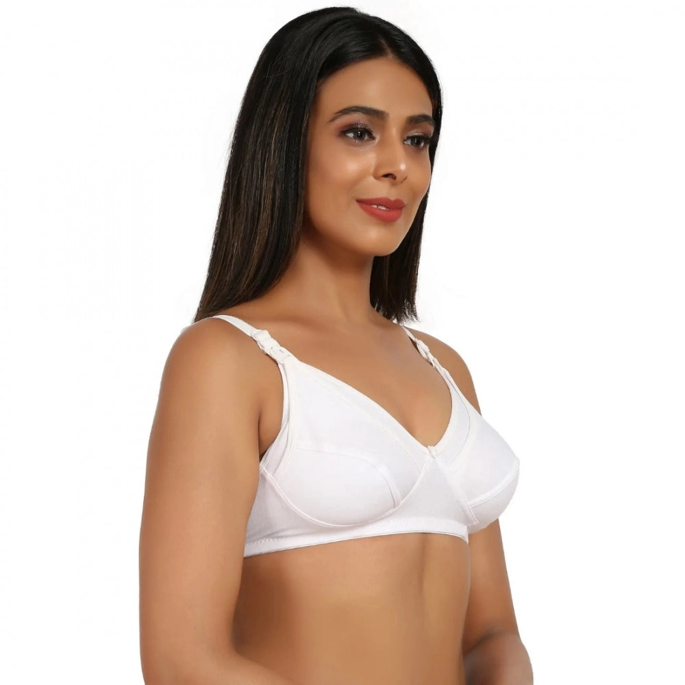 Amfyn Women's Cotton Blend Mother Care Full Coverage Feeding Bra Non Padded (White)