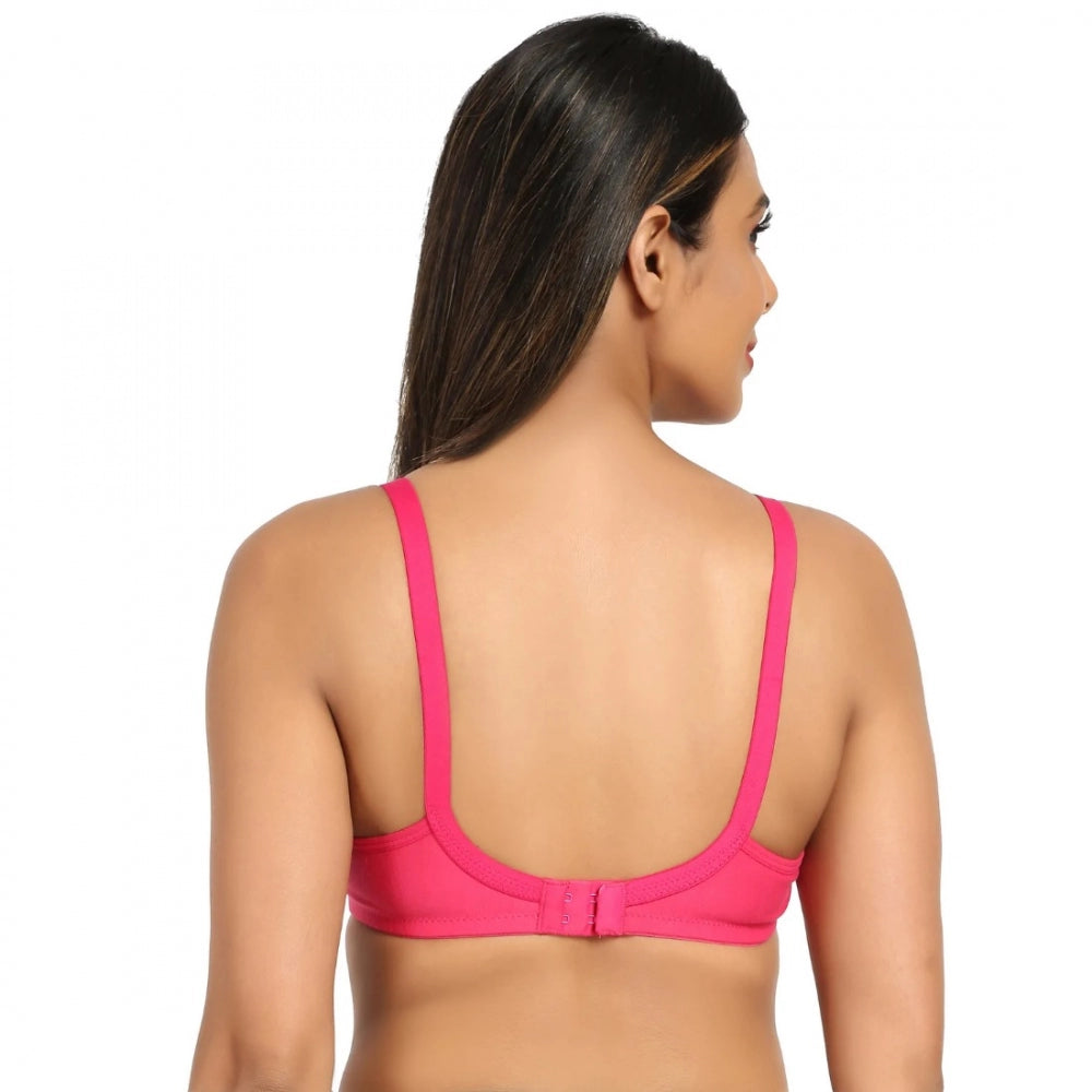 Amfyn Women's Cotton Blend Mother Care Full Coverage Feeding Bra Non Padded (Dark Pink)