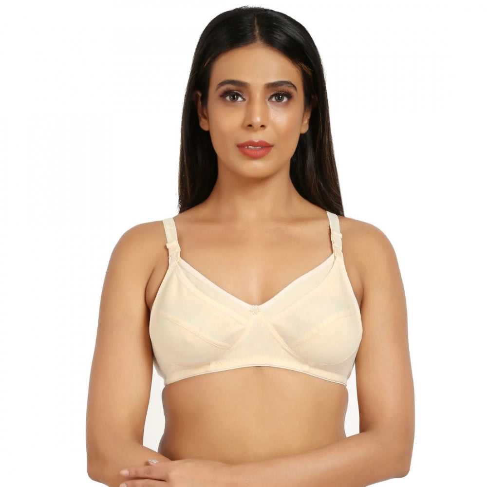 Amfyn Women's Cotton Blend Mother Care Full Coverage Feeding Bra Non Padded (Skin)