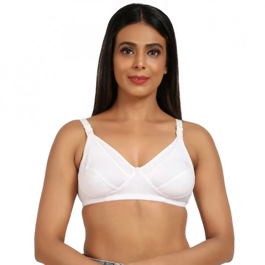 Amfyn Women's Cotton Blend Mother Care Full Coverage Feeding Bra Non Padded (White)