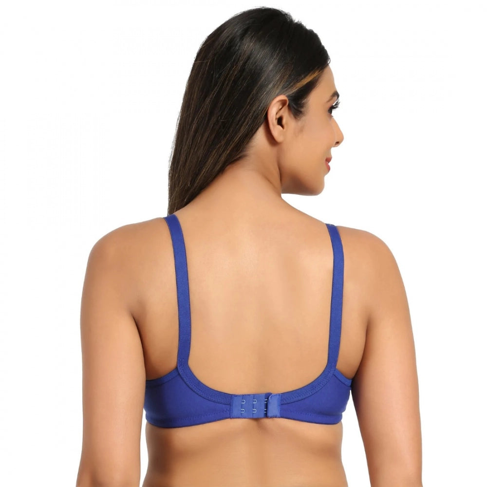 Amfyn Women's Cotton Blend Mother Care Full Coverage Feeding Bra Non Padded (Blue)