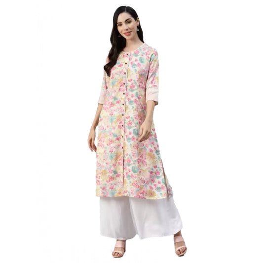 Amfyn Women's Cotton Printed  Straight Kurti (Multicolor, Cotton)