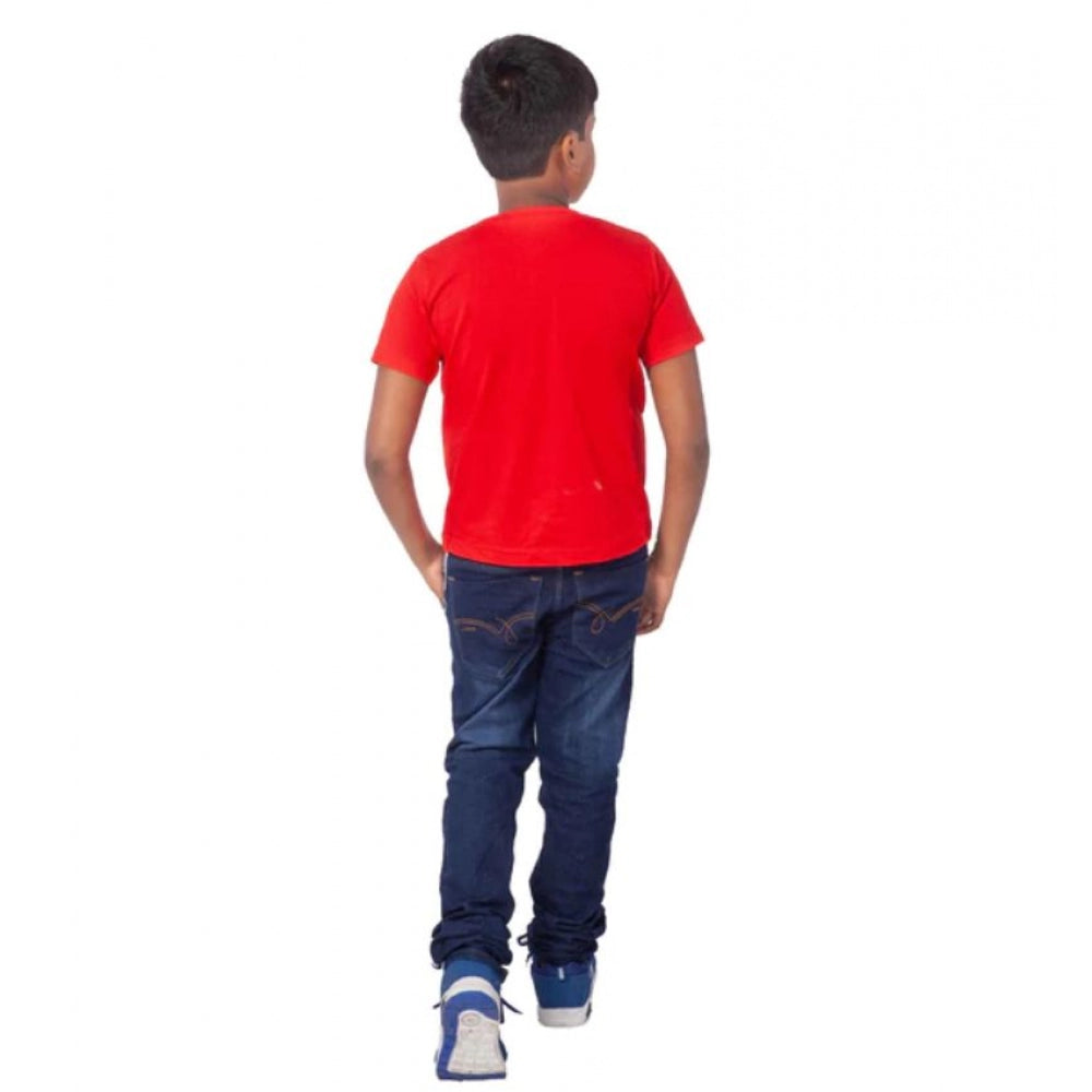 Amfyn Boys Cotton Will Be Cool Half Sleeve TShirt (Red)