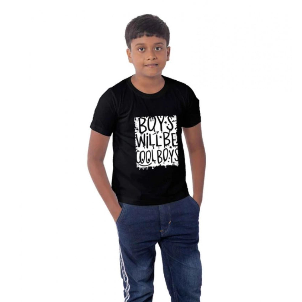 Amfyn Boys Cotton Will Be Cool Half Sleeve TShirt (Black)