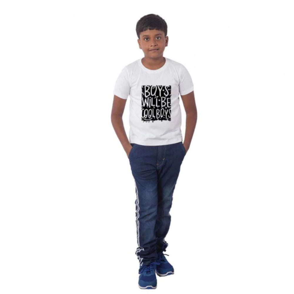 Amfyn Boys Cotton Will Be Cool Half Sleeve TShirt (White)