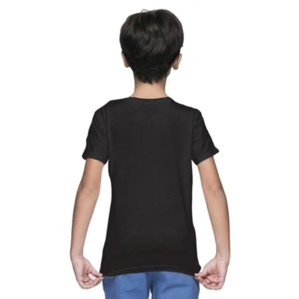 Amfyn Boys Cotton Plain Half Sleeve TShirt (Black)