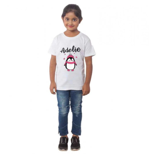 Amfyn Girls Cotton Adelie Half Sleeve TShirt (White)