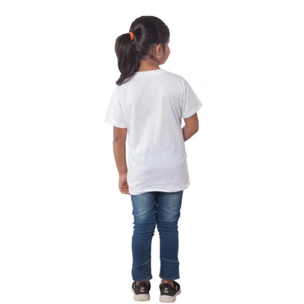 Amfyn Girls Cotton Bubo Half Sleeve TShirt (White)